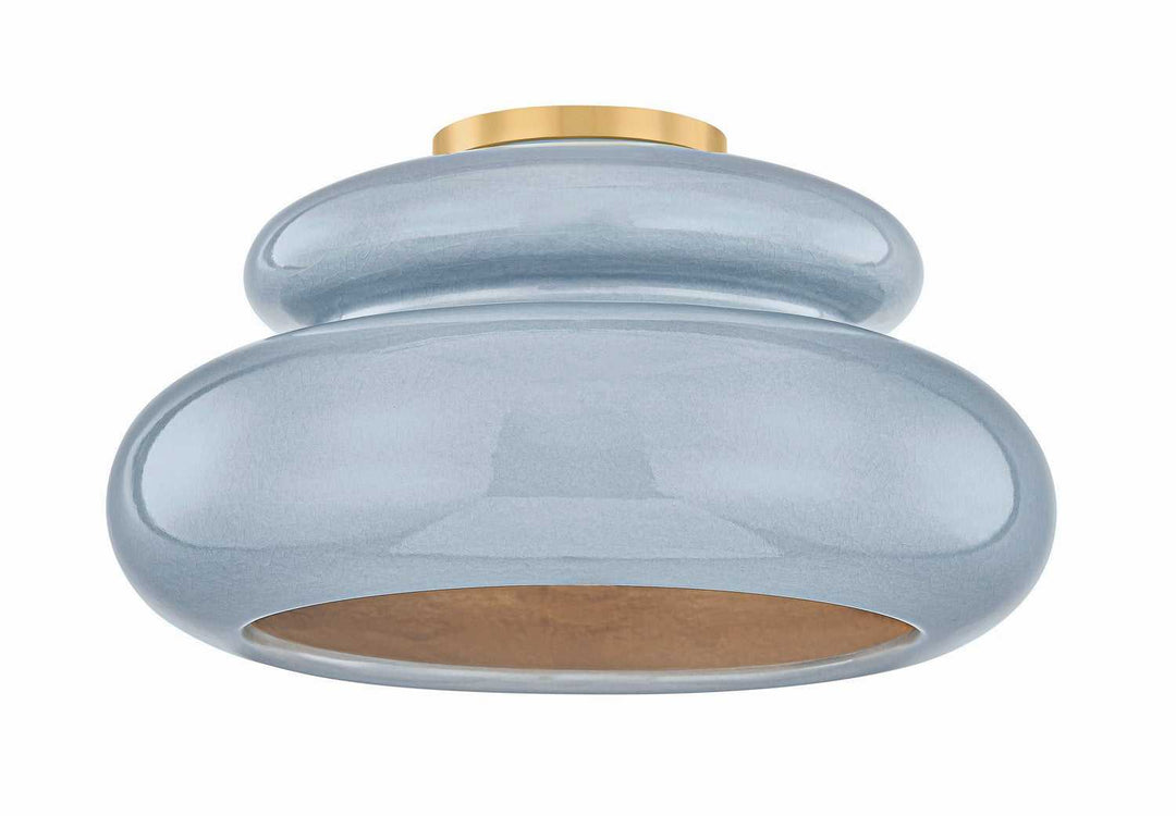 Pia One Light Semi Flush Mount in Aged Brass Mitzi Canada