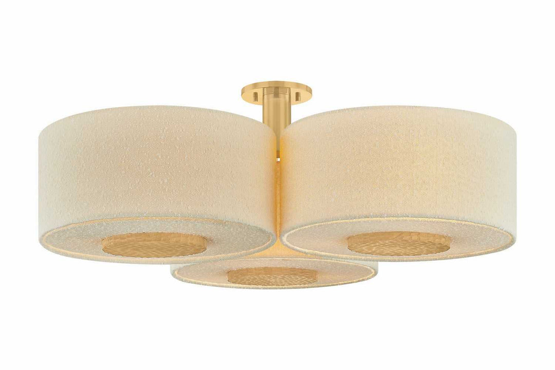 Miller Nine Light Flush Mount in Aged Brass Mitzi Canada