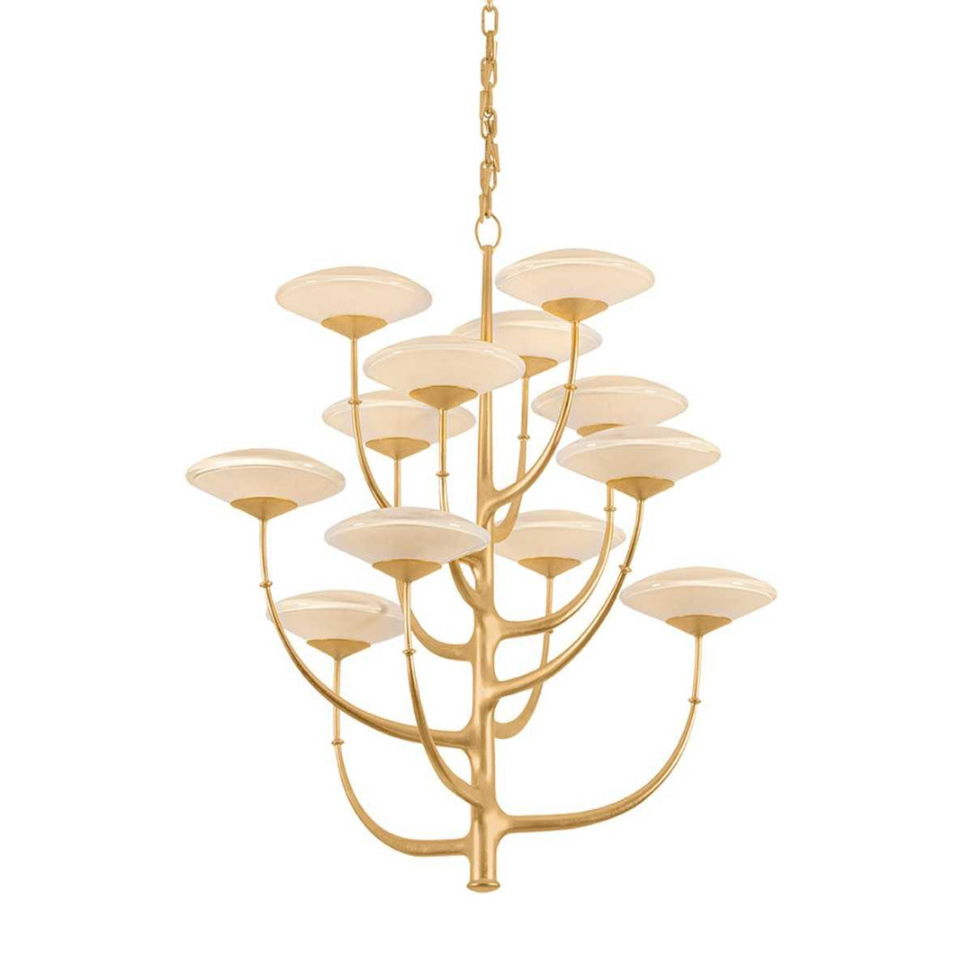 Pluro LED Chandelier in Vintage Gold Leaf Corbett Lighting Canada