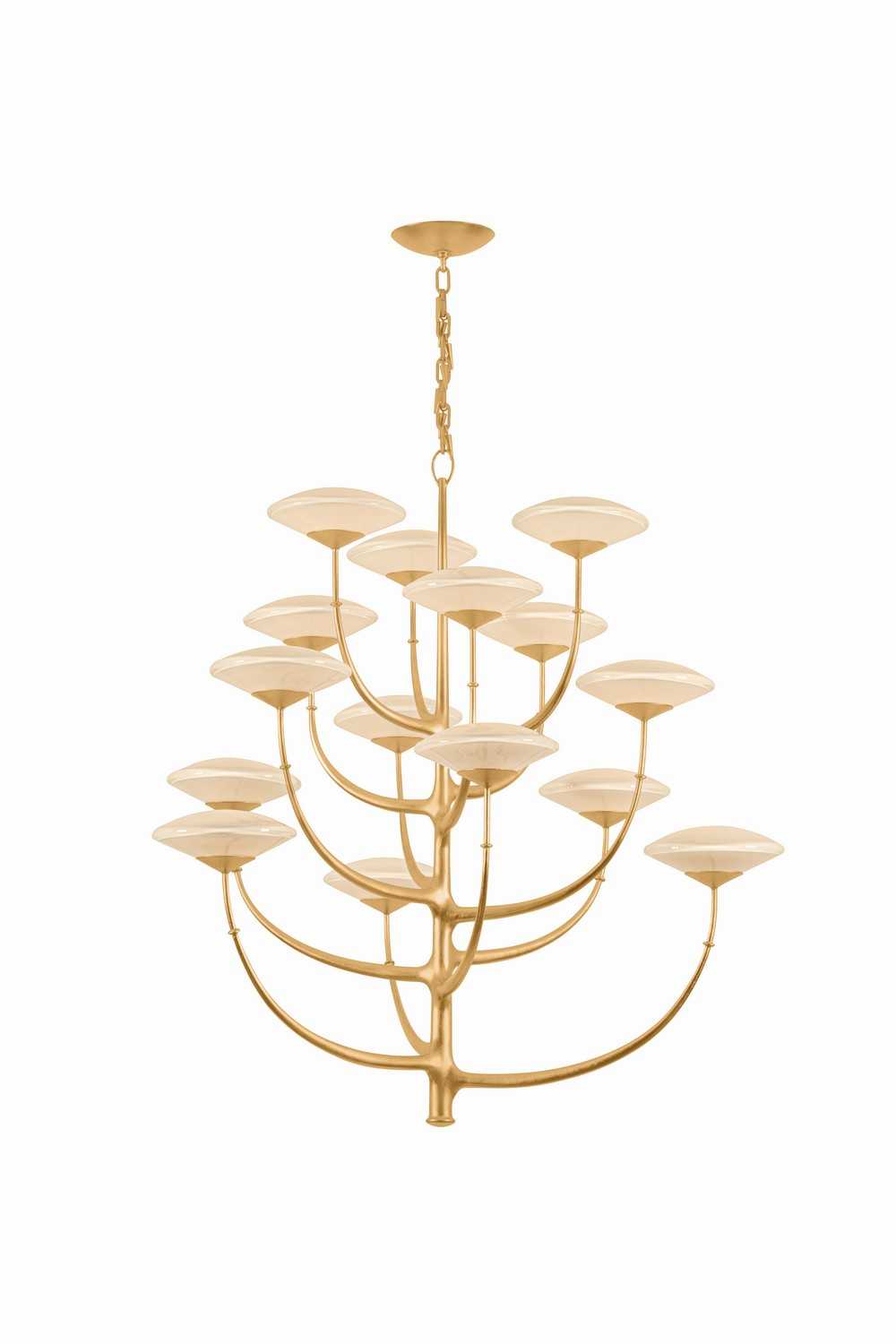 Pluro LED Chandelier in Vintage Gold Leaf Corbett Lighting Canada