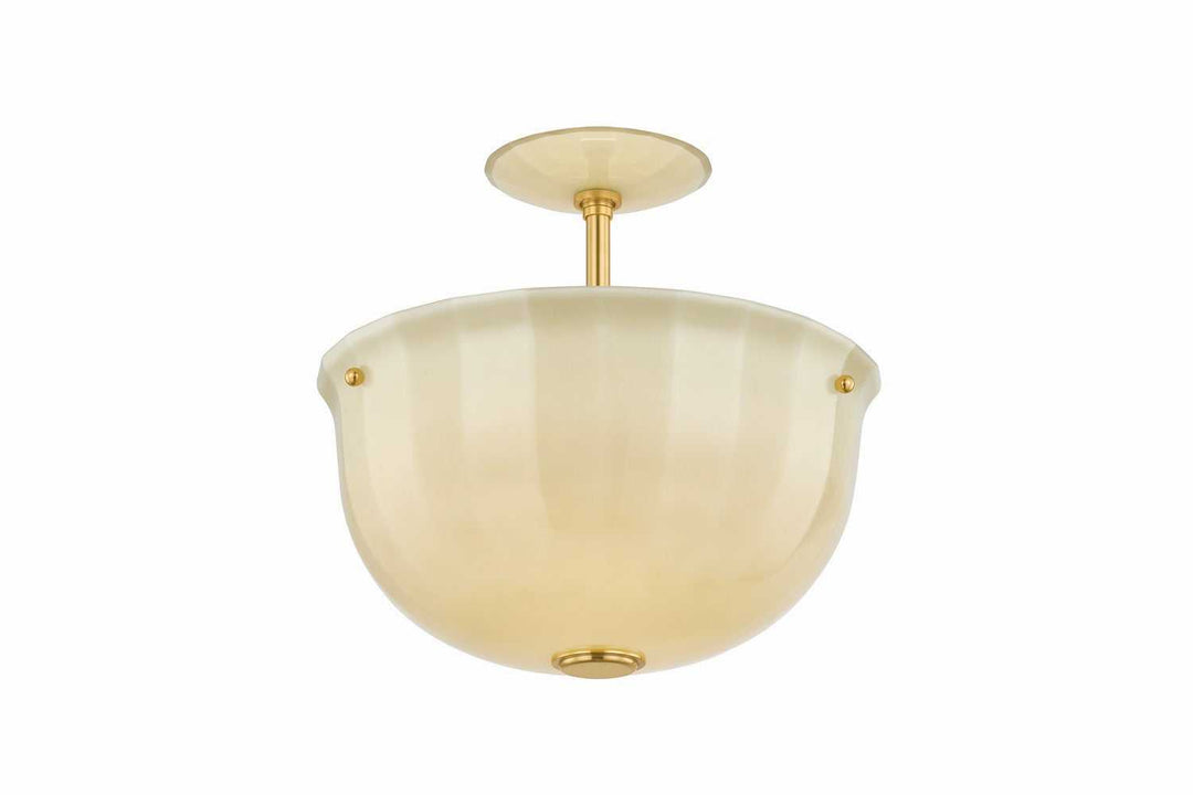 Nevins One Light Semi Flush Mount in Aged Brass Hudson Valley Canada
