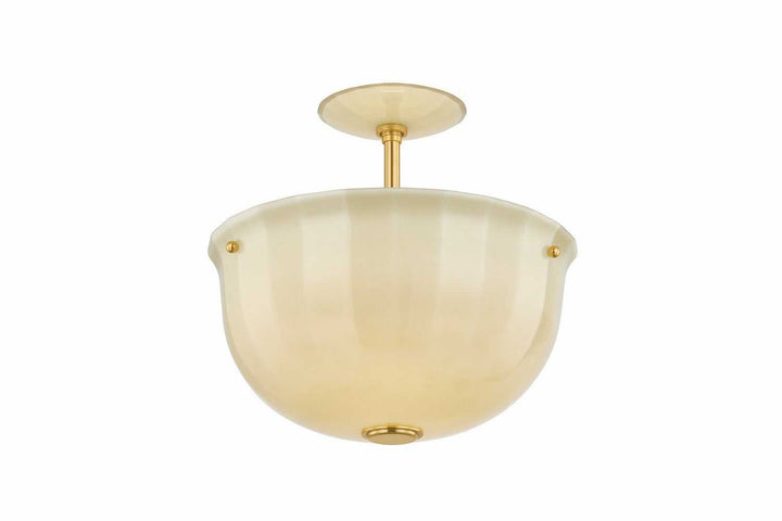 Nevins One Light Semi Flush Mount in Aged Brass Hudson Valley Canada