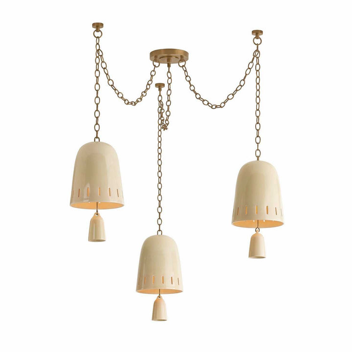 Omi Three Light Chandelier in Patina Brass Hudson Valley Canada