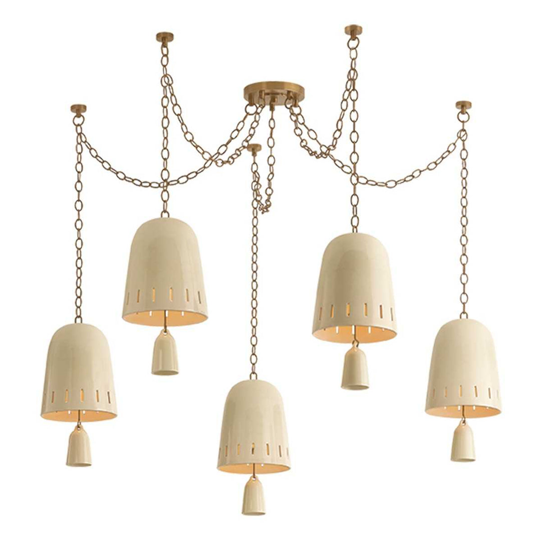 Omi Five Light Chandelier in Patina Brass Hudson Valley Canada