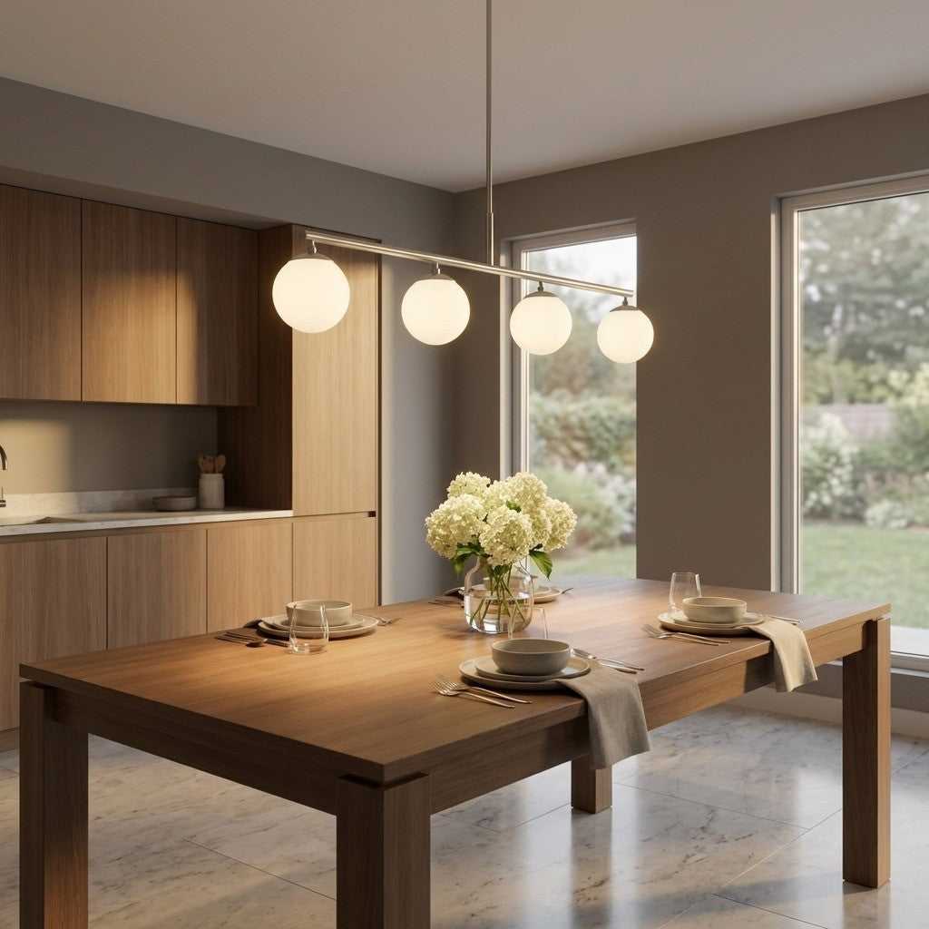 Nube Four Light Linear Chandelier in Brushed Nickel Generation Lighting Canada