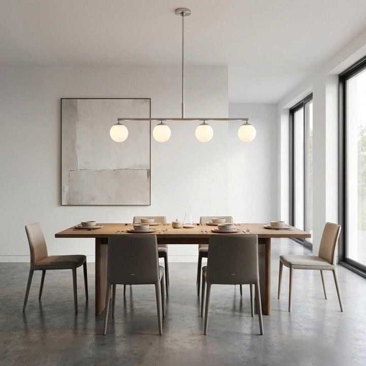 Nube Four Light Linear Chandelier in Brushed Nickel Generation Lighting Canada