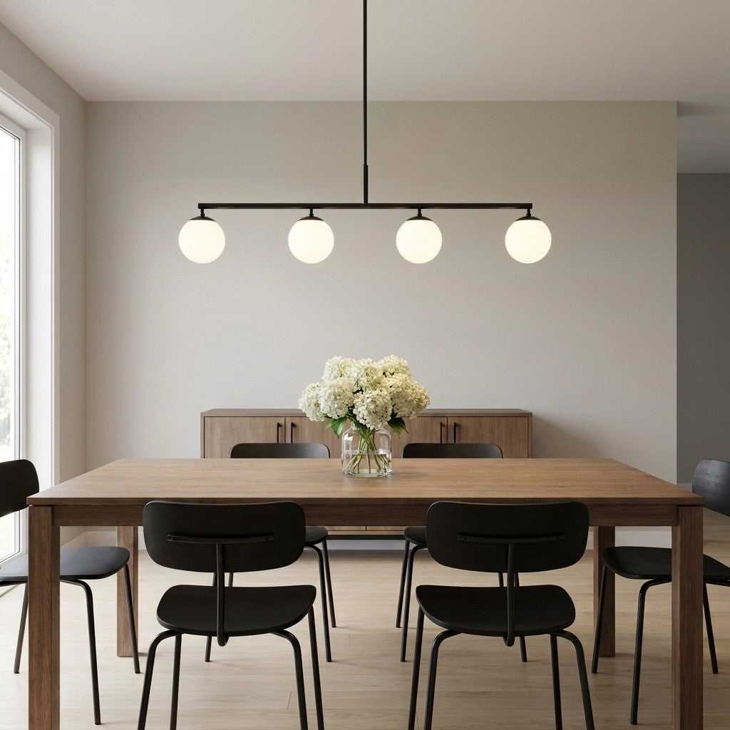 Nube Four Light Linear Chandelier in Midnight Black Generation Lighting Canada