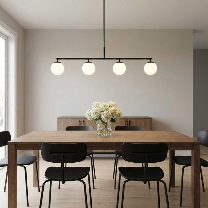 Nube Four Light Linear Chandelier in Midnight Black Generation Lighting Canada