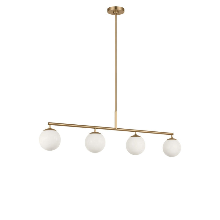 Nube Four Light Linear Chandelier in Satin Brass Generation Lighting Canada