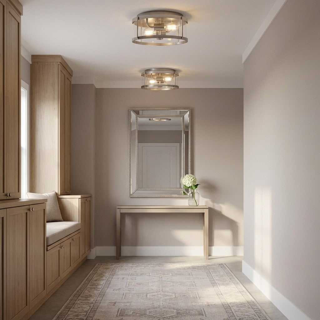Lumra Two Light Flush Mount in Brushed Nickel Generation Lighting Canada