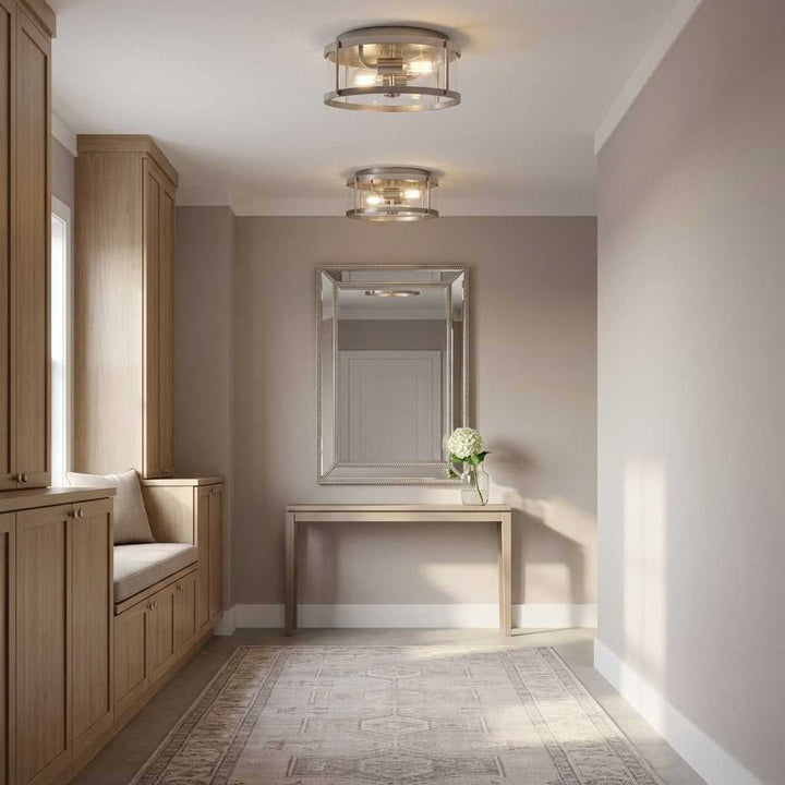 Lumra Two Light Flush Mount in Brushed Nickel Generation Lighting Canada