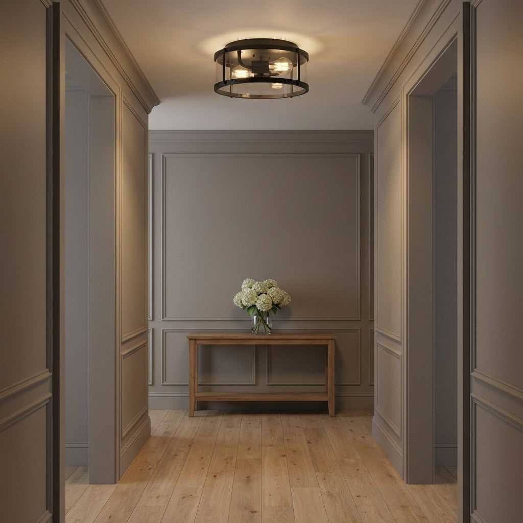 Lumra Two Light Flush Mount in Midnight Black Generation Lighting Canada
