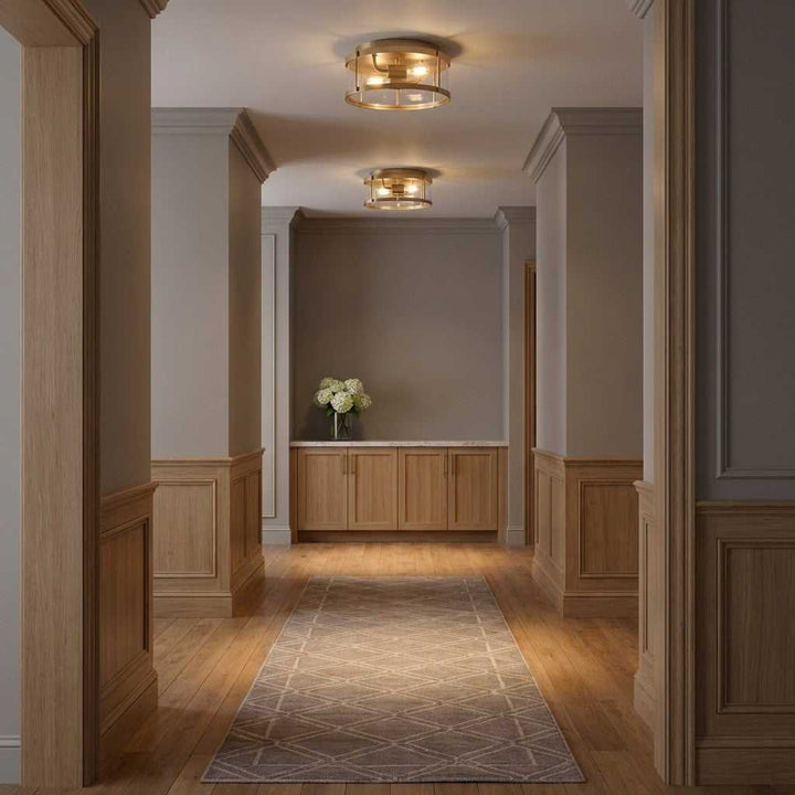 Lumra Two Light Flush Mount in Satin Brass Generation Lighting Canada