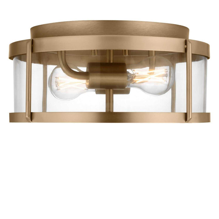 Lumra Two Light Flush Mount in Satin Brass Generation Lighting Canada