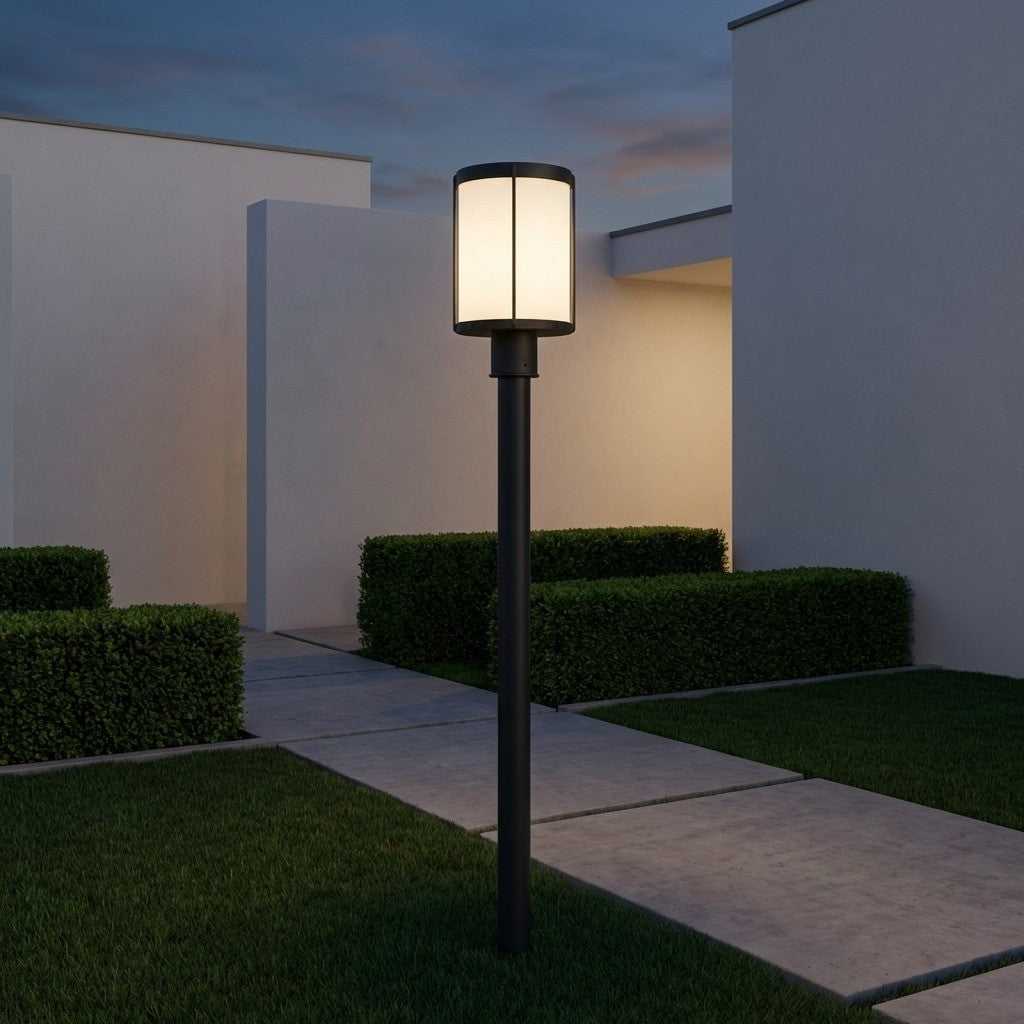 Luning One Light Outdoor Post Lantern in Textured Black Generation Lighting Canada