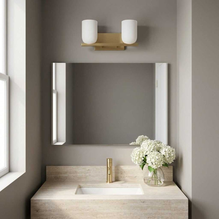 Neblina Two Light Vanity in Satin Brass Generation Lighting Canada