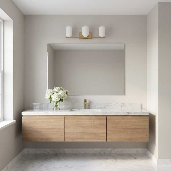 Neblina Three Light Vanity in Satin Brass Generation Lighting Canada