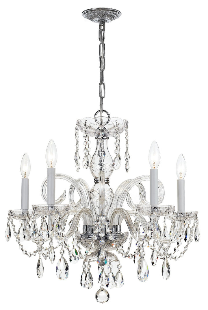 Traditional Crystal Five Light Chandelier in Polished Chrome - available from The Lighting Shoppe, trusted by Canadian homeowners