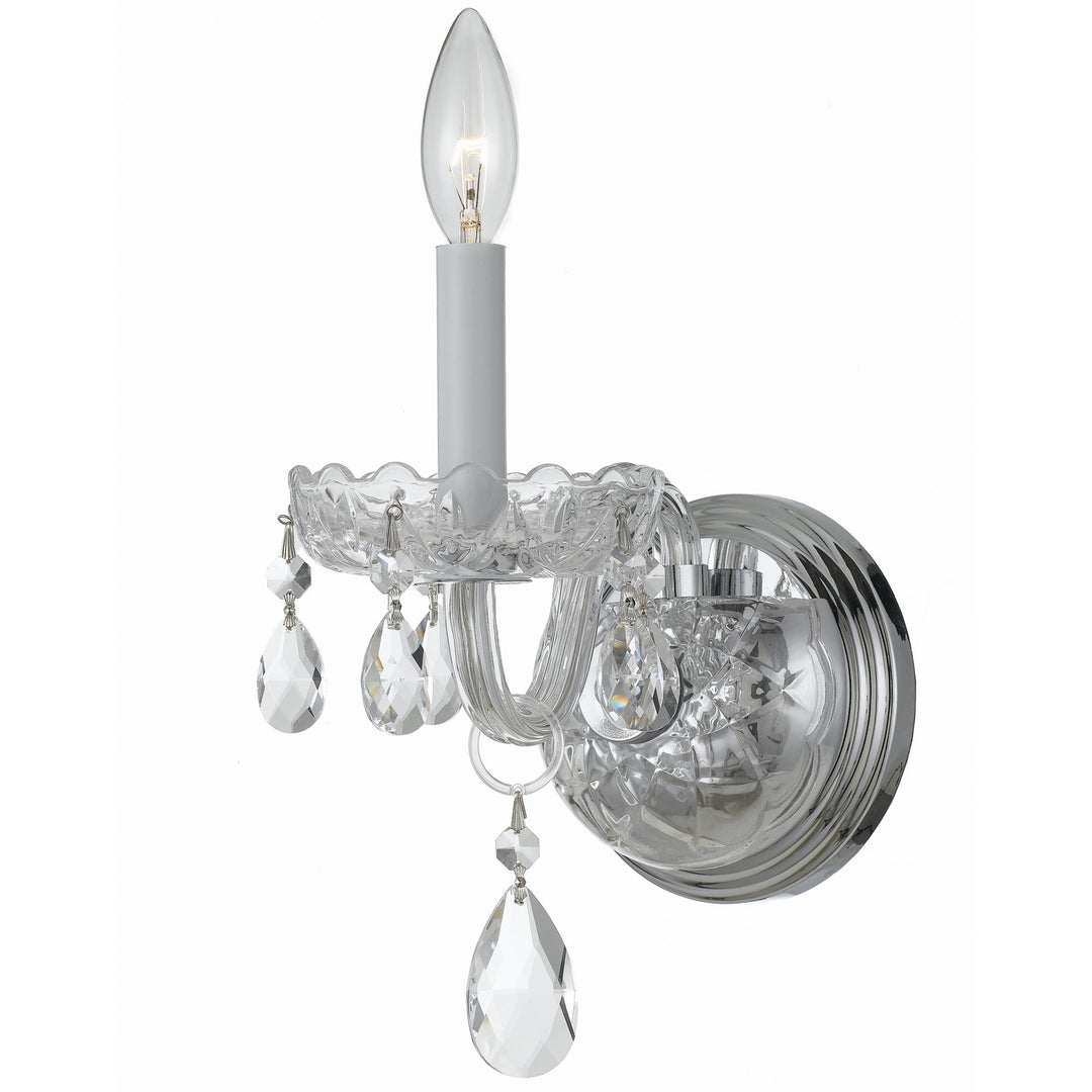 Traditional Crystal One Light Wall Sconce in Polished Chrome - available from The Lighting Shoppe, trusted by Canadian homeowners