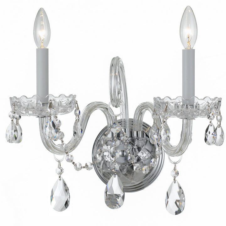 Traditional Crystal Two Light Wall Sconce in Polished Chrome - available from The Lighting Shoppe, trusted by Canadian homeowners