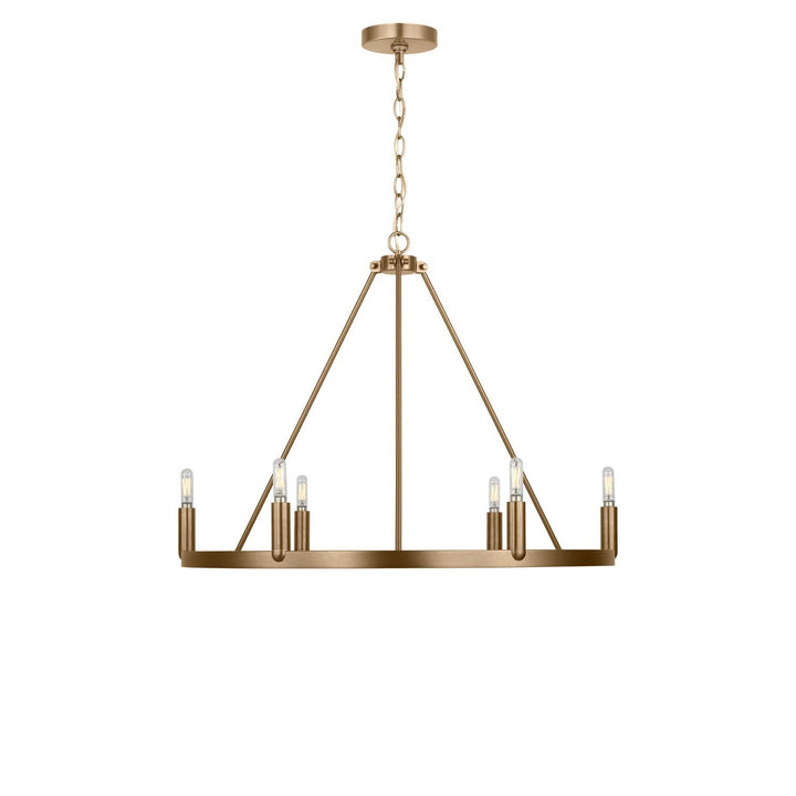 Mirla Six Light Chandelier in Satin Brass Generation Lighting Canada