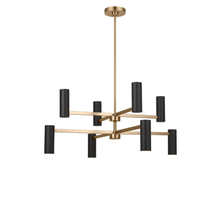 Zentro Eight Light Chandelier in Satin Brass Generation Lighting Canada