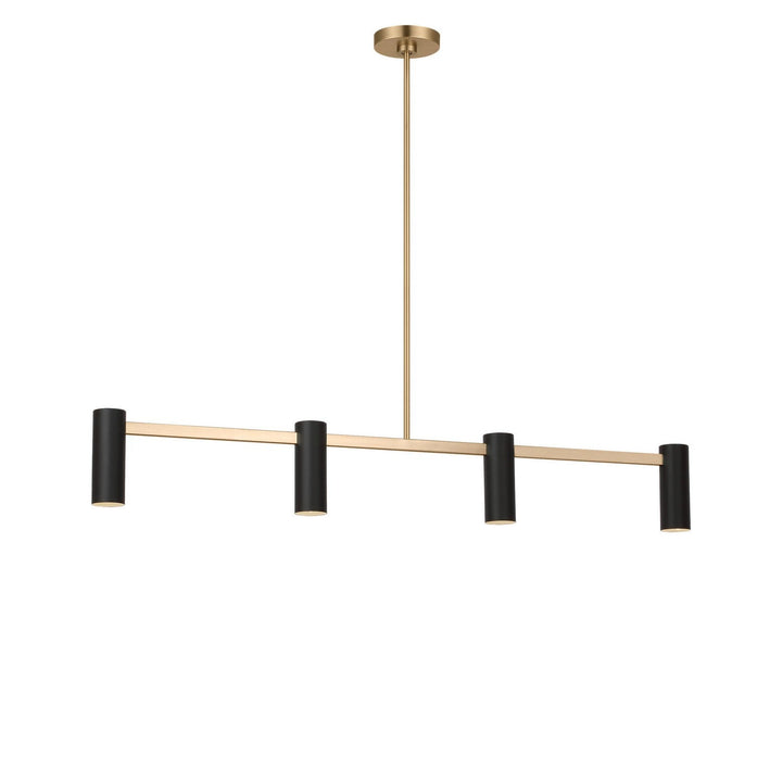 Zentro Four Light Linear Chandelier in Satin Brass Generation Lighting Canada