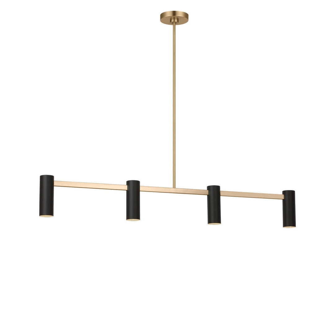 Zentro Four Light Linear Chandelier in Satin Brass Generation Lighting Canada