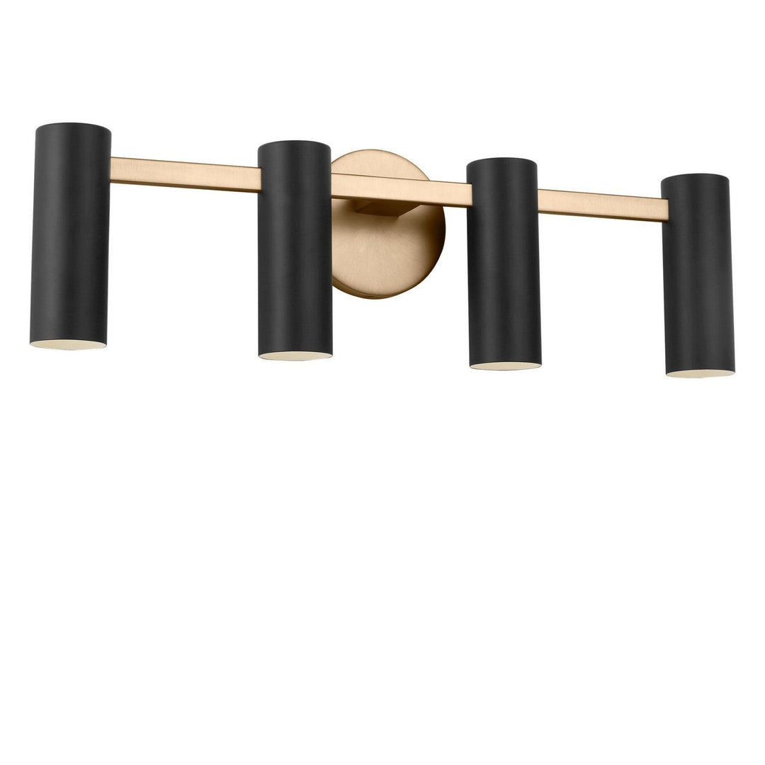 Zentro Four Light Vanity in Satin Brass Generation Lighting Canada