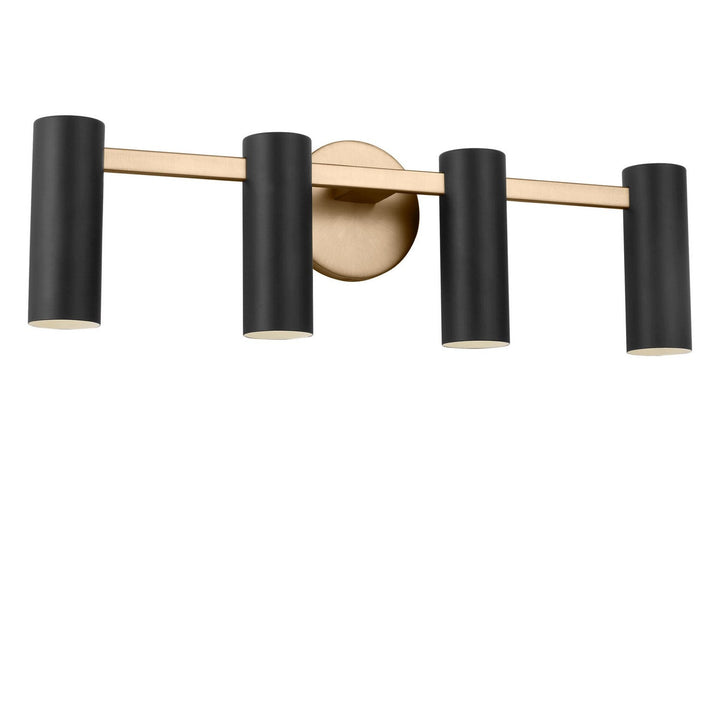 Zentro Four Light Vanity in Satin Brass Generation Lighting Canada