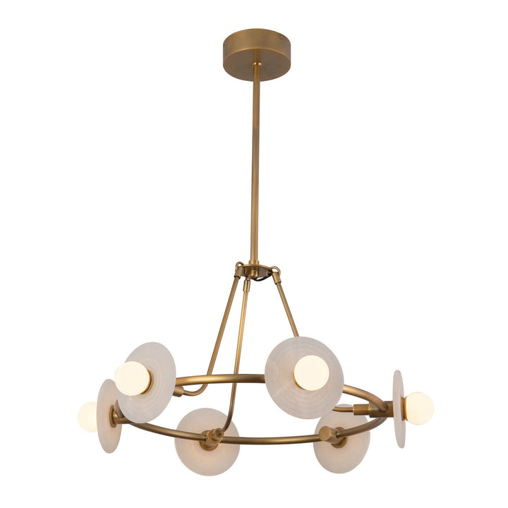 Dahlia LED Chandelier in Vintage Brass/Alabaster Alora Canada