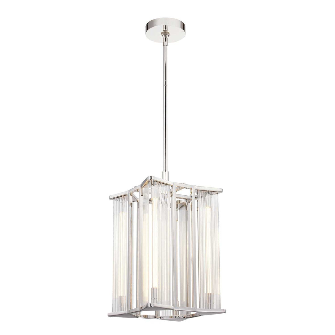 Sabre LED Pendant in Polished Nickel/Ribbed Glass Alora Canada