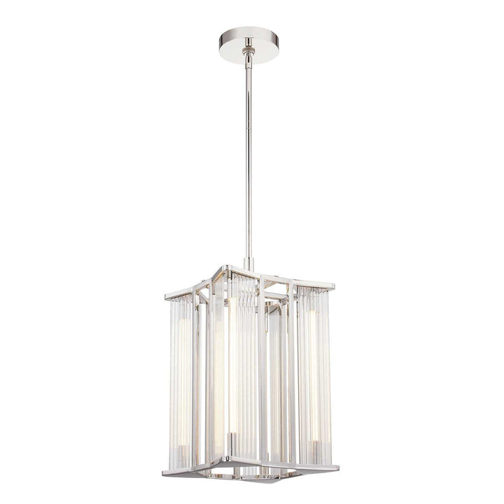 Sabre LED Pendant in Polished Nickel/Ribbed Glass Alora Canada