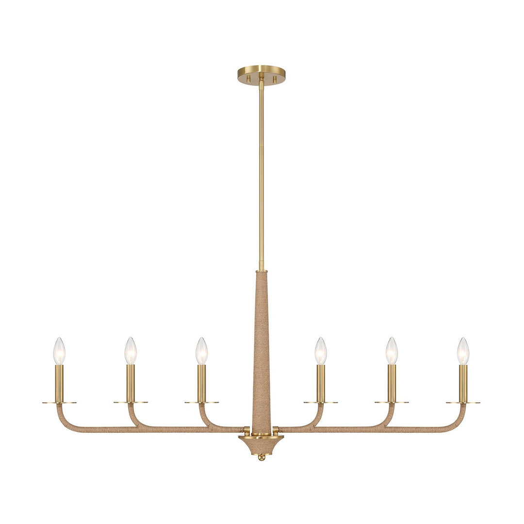 Cannon Six Light Chandelier in Warm Brass and Rope Savoy House