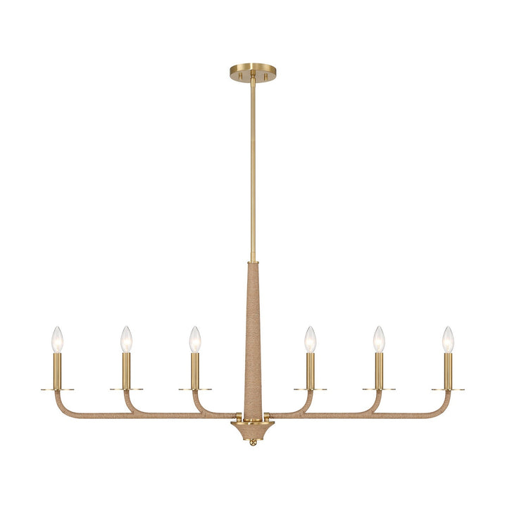 Cannon Six Light Chandelier in Warm Brass and Rope Savoy House