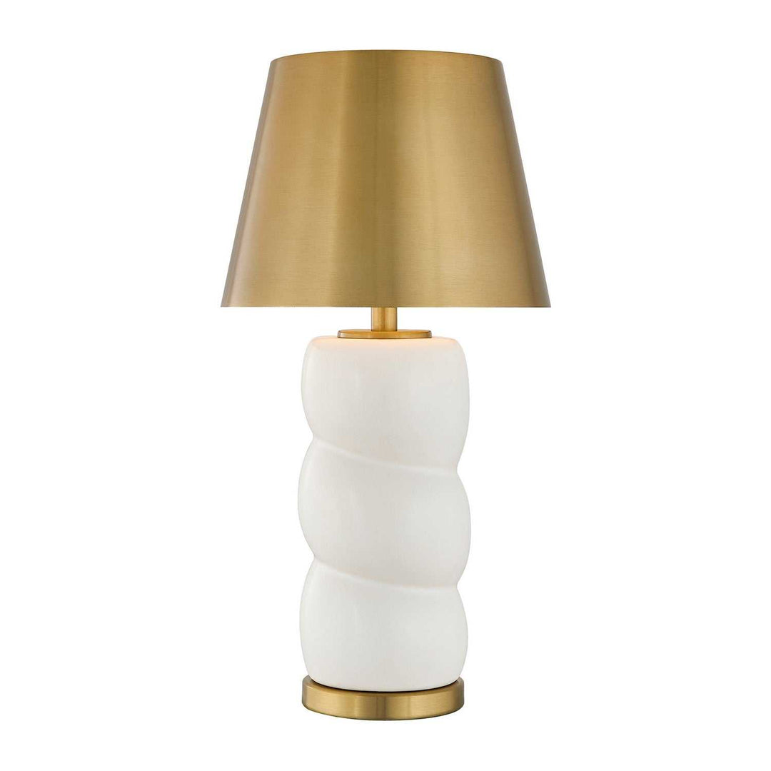 Shelly LED Table Lamp in White and Brass Savoy House