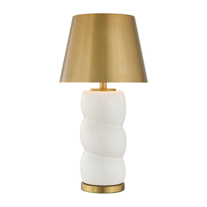 Shelly LED Table Lamp in White and Brass Savoy House