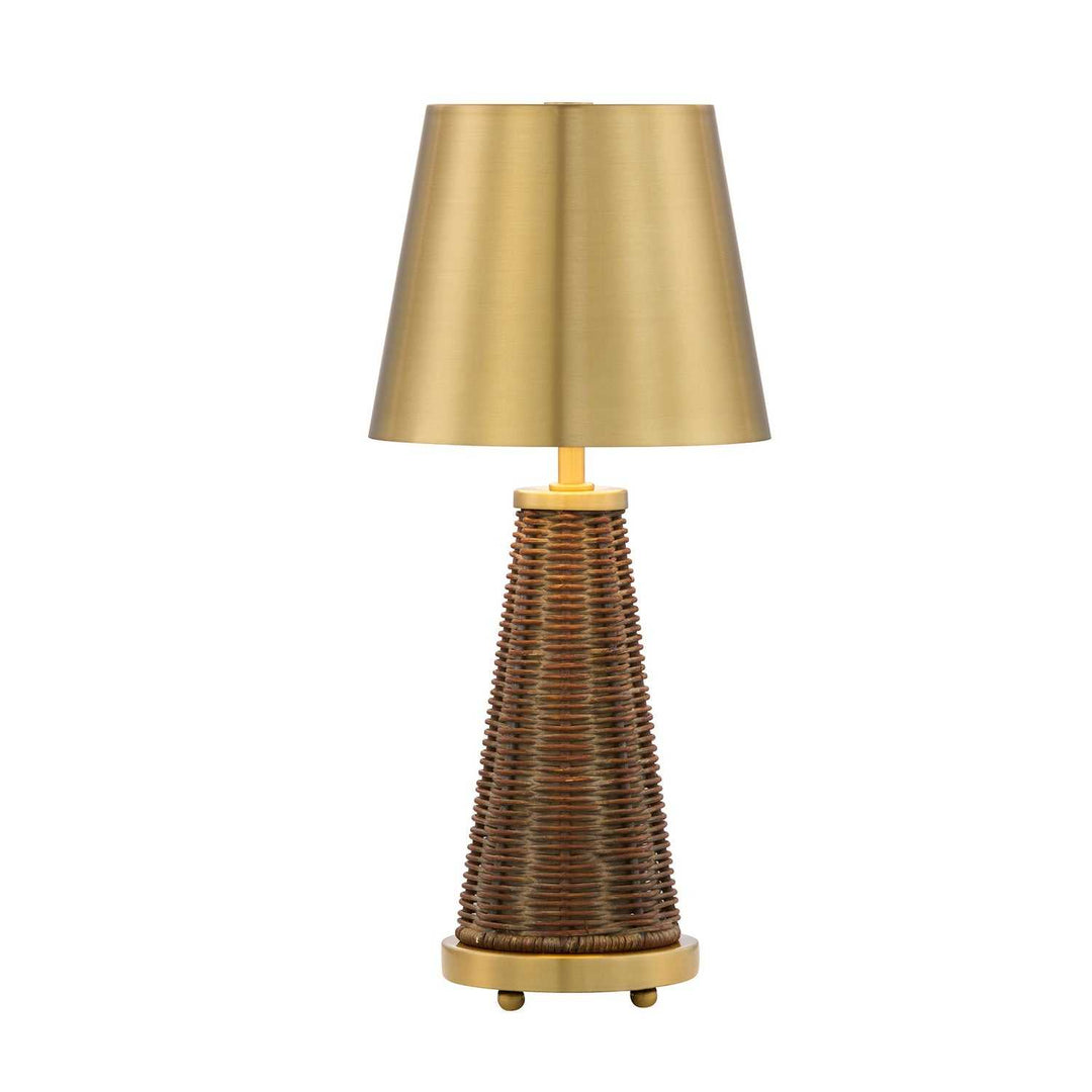Hazel LED Table Lamp in Brass and Rattan Savoy House