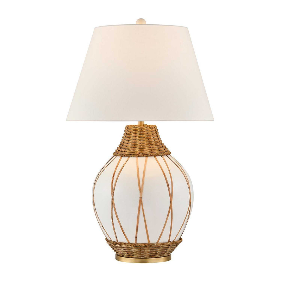 Josephine One Light Table Lamp in White and Rattan Savoy House