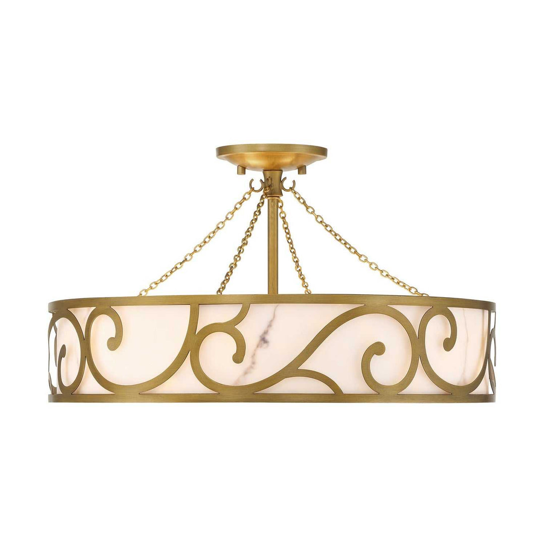 Halstead Six Light Semi-Flush Mount in Antique Patina Savoy House