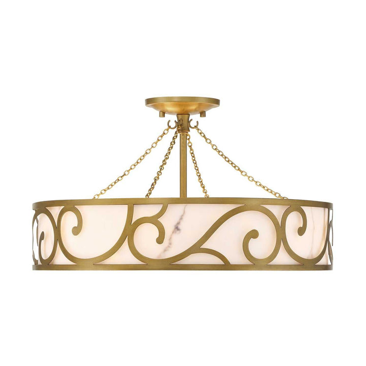 Halstead Six Light Semi-Flush Mount in Antique Patina Savoy House