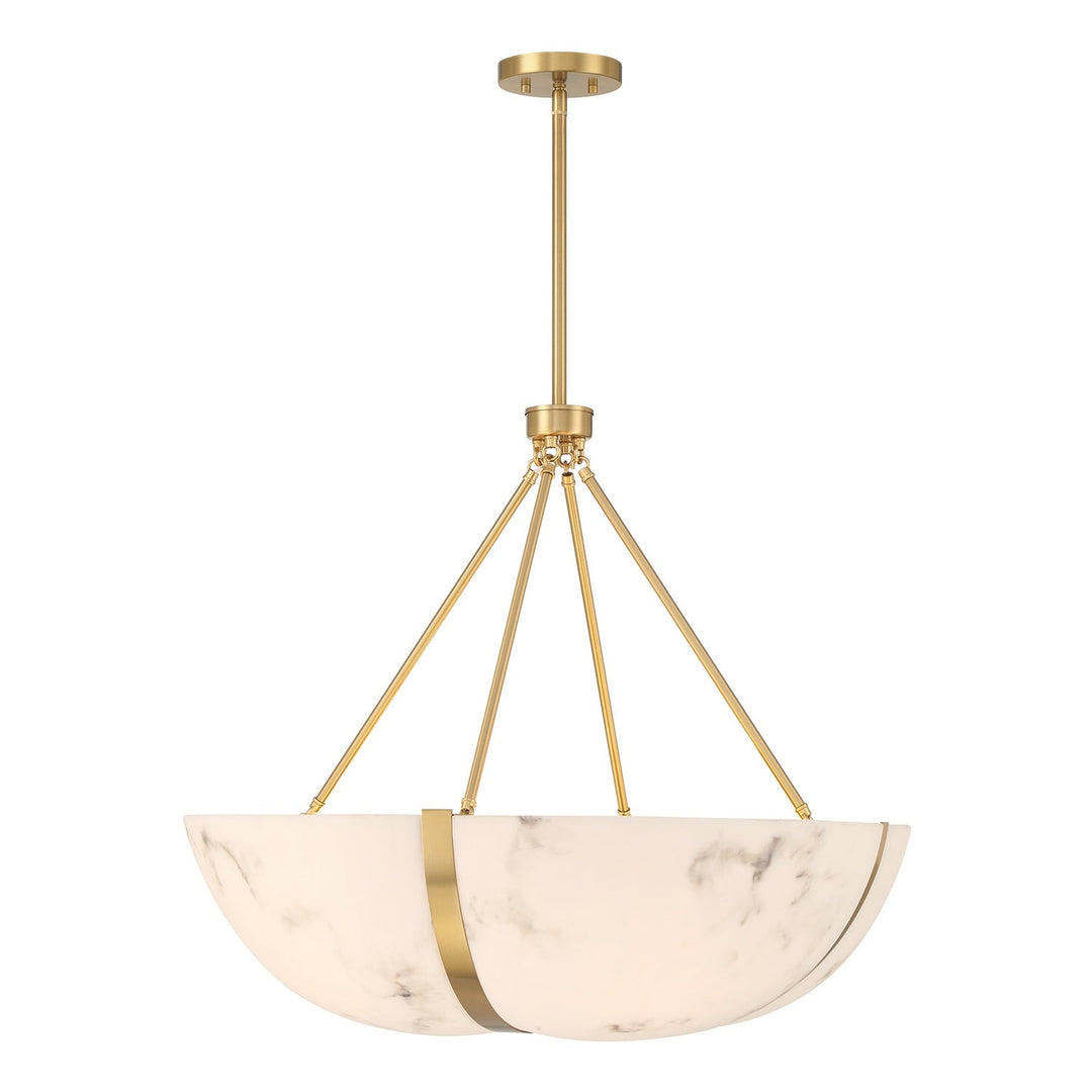 Chalfont Four Light Pendant in Warm Brass Savoy House