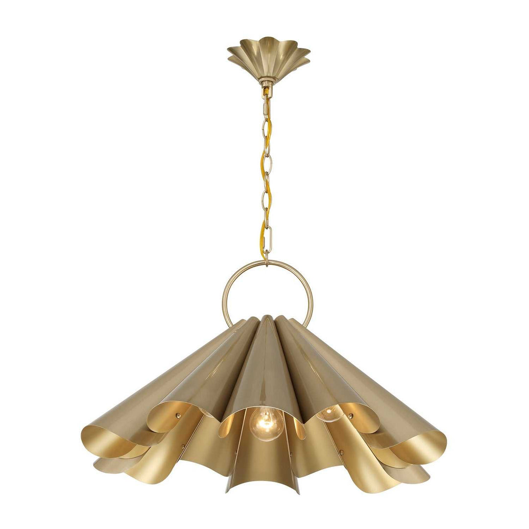 Vinton Three Light Pendant in Noble Brass Savoy House