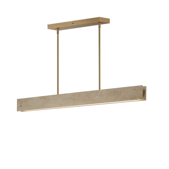 Lintel LED Linear Pendant in Travertine / Natural Aged Brass ET2