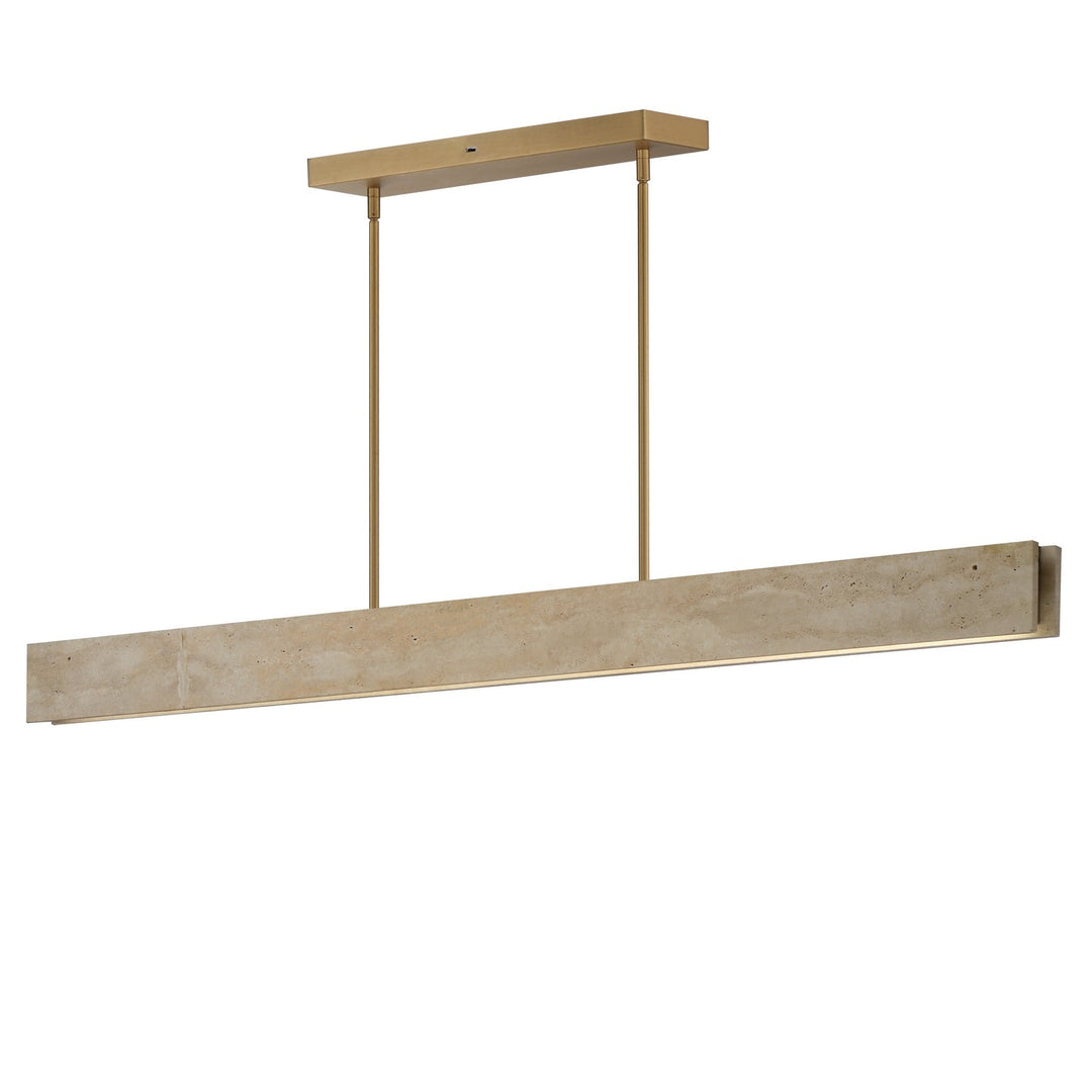 Lintel LED Linear Pendant in Travertine / Natural Aged Brass ET2