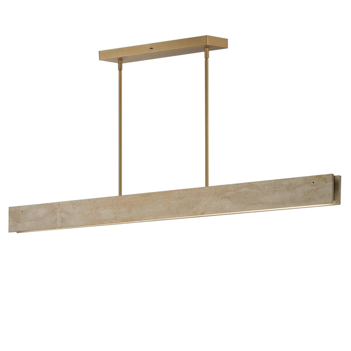 Lintel LED Linear Pendant in Travertine / Natural Aged Brass ET2