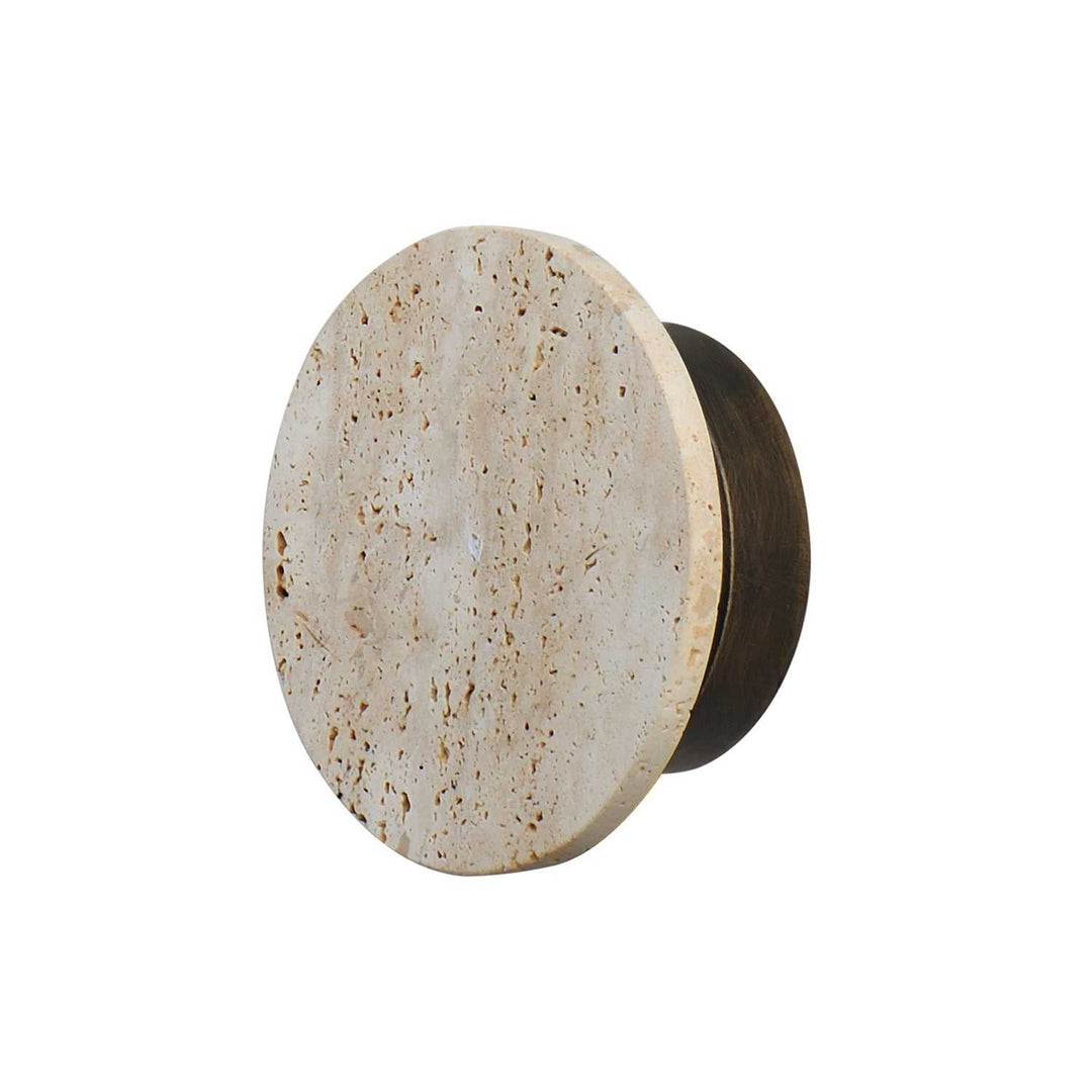 ET2 - E14351-TVANB - LED Wall Sconce - Discus - Travertine / Antique Bronze