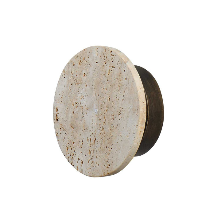 ET2 - E14351-TVANB - LED Wall Sconce - Discus - Travertine / Antique Bronze