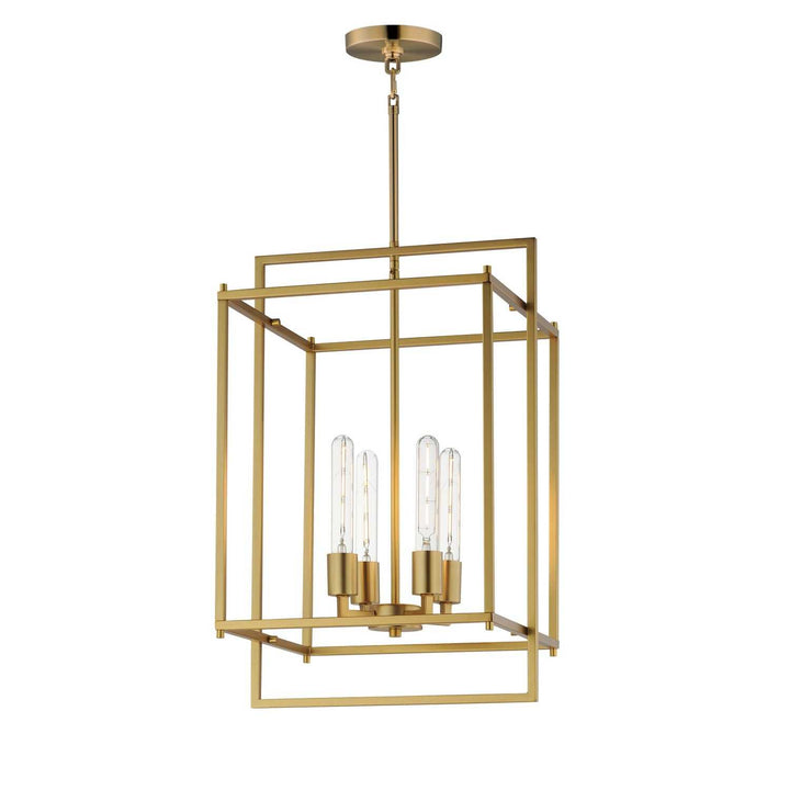 Maxim - 10412NAB - Four Light Pendant - Gridline - Natural Aged Brass