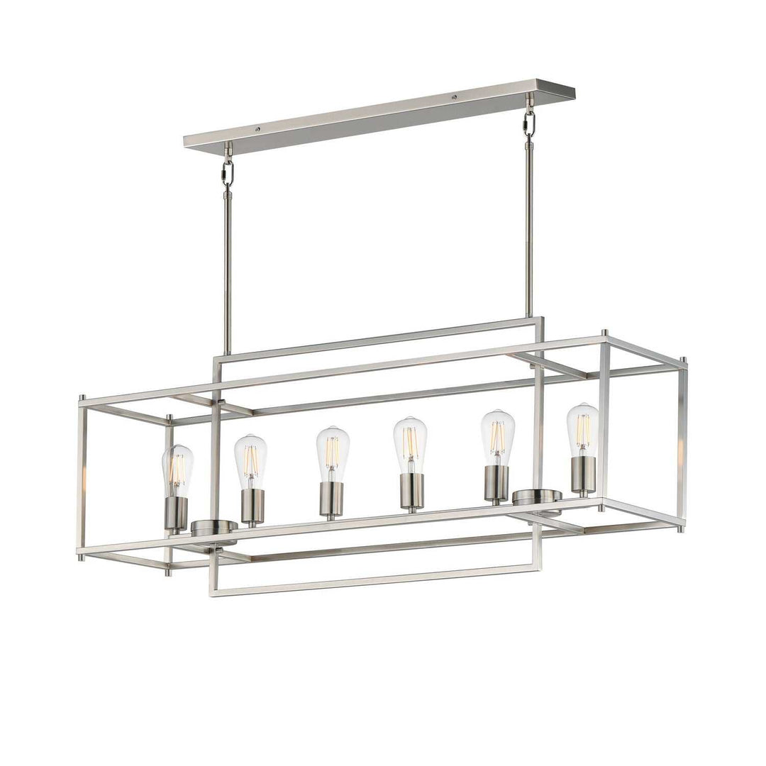 Maxim - 10416SN - Six Light Linear Pendant - Gridline - Satin Nickel
